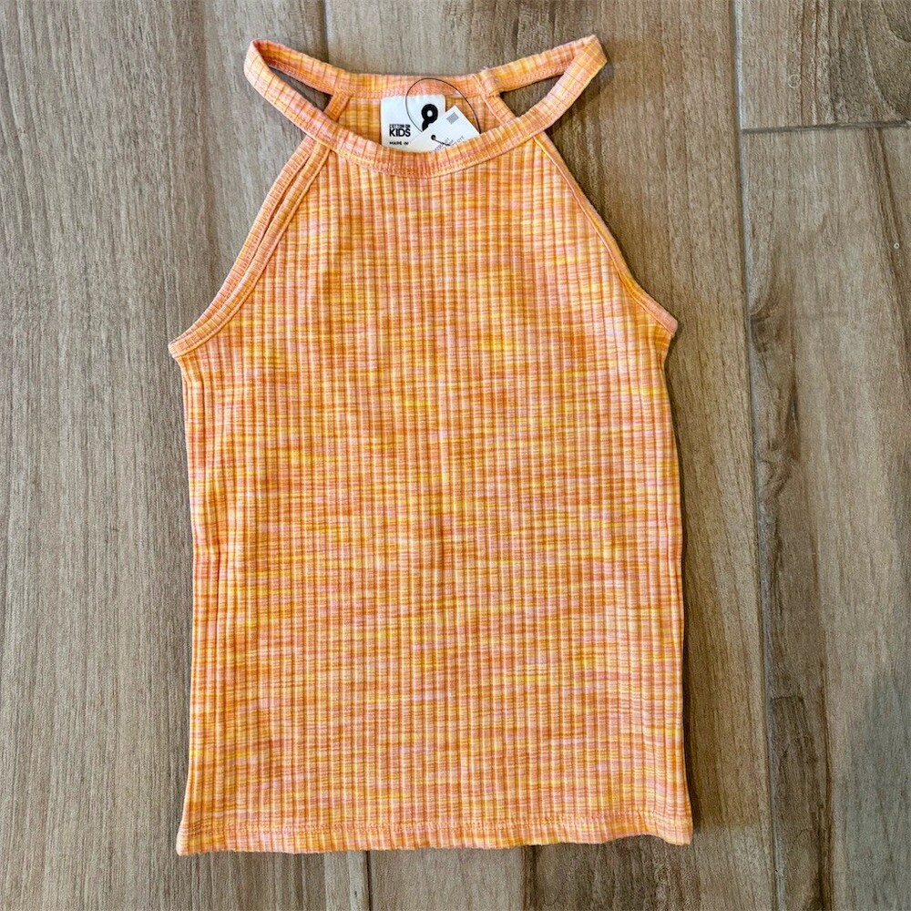 Cotton On Kids Tank Top Girls Size 8 Coral Space Dye Ribbed Racerback